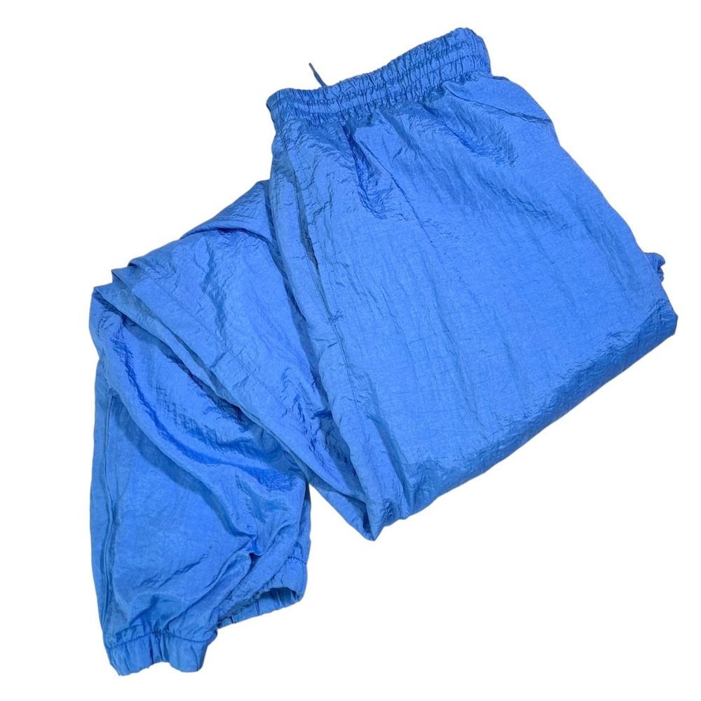 Esprit by Campus L Blue Track Pants Nylon Windbreaker Joggers Retro 90s Y2K